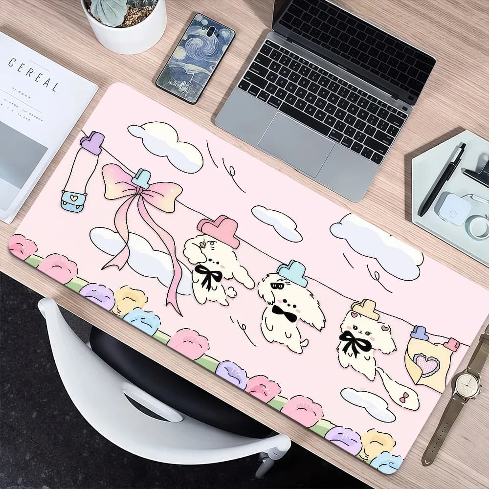 Tappetino per mouse con cucciolo riccio, simpatico cartone animato, divertente, kawaii, antiscivolo, con bordi rinforzati, spesso, per desktop, gaming, ufficio, studenti