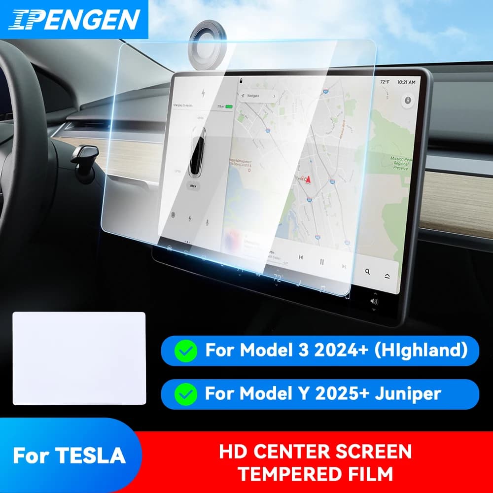 IPENGEN Protezione Dello Schermo In Vetro Temperato Per Tesla Modello 3 Y Highland Juniper 2021-2025 HD Centro di Controllo Pellicola di Protezione