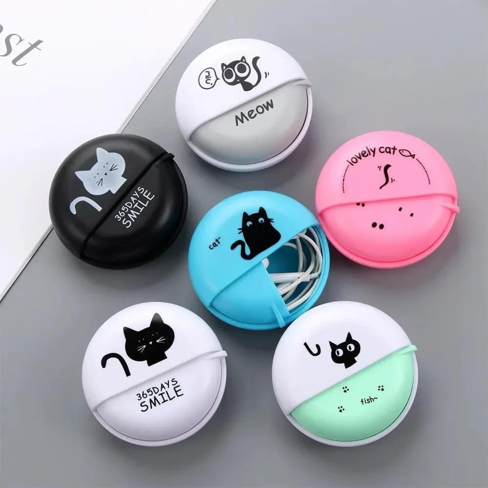 Scatola portaoggetti girevole Black Cat, organizer multifunzionale per cavi auricolari, cavi dati, graffette e piccoli accessori