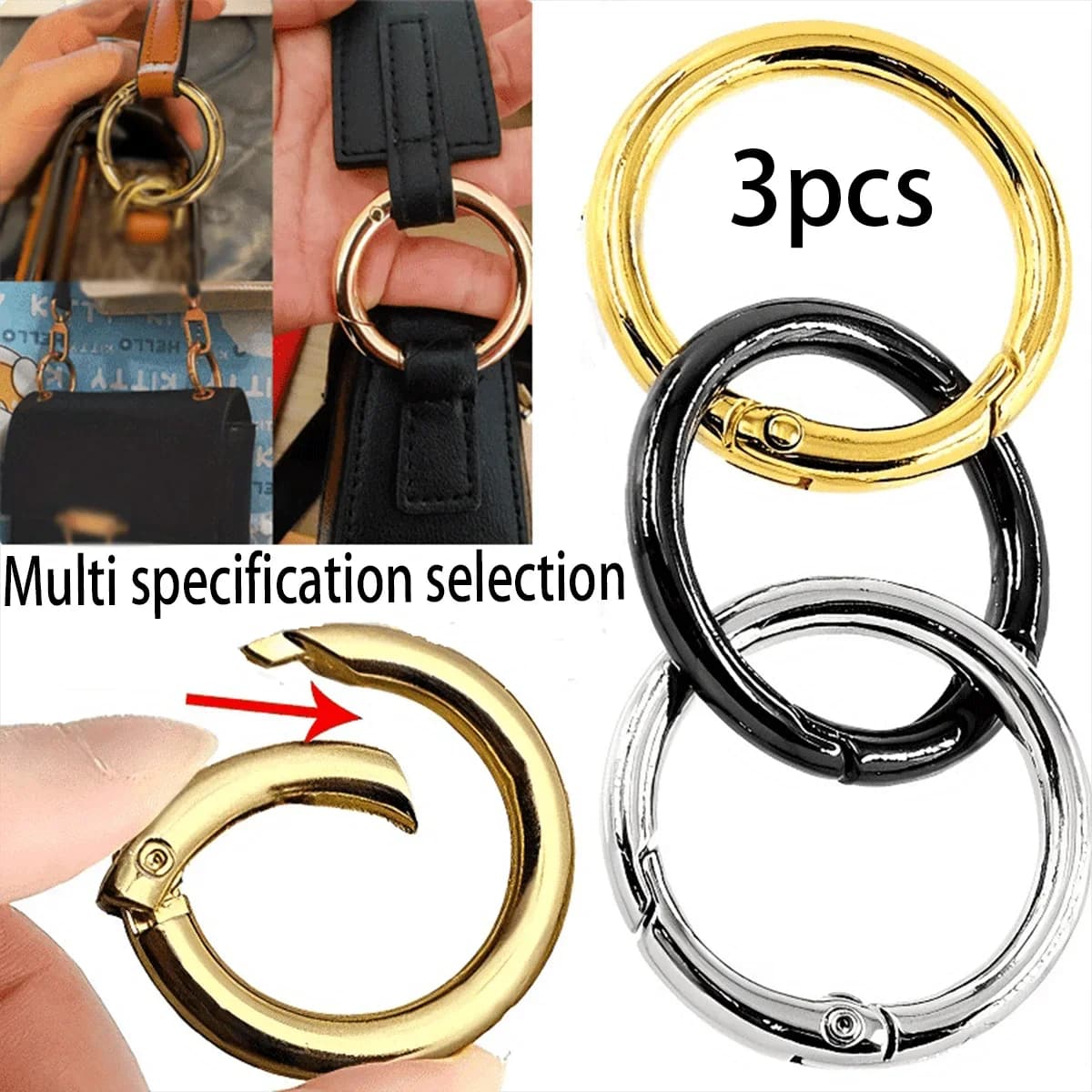 Moschettone ovale in metallo con molla, apribile, adatto per portachiavi, gancio per borsa, clip per cordino, moschettone per guinzaglio, accessori per bagagli, moschettone, ottimo per accessori da viaggio, cinturino per portafoglio, chiavi, artigianato, clip, fai da te