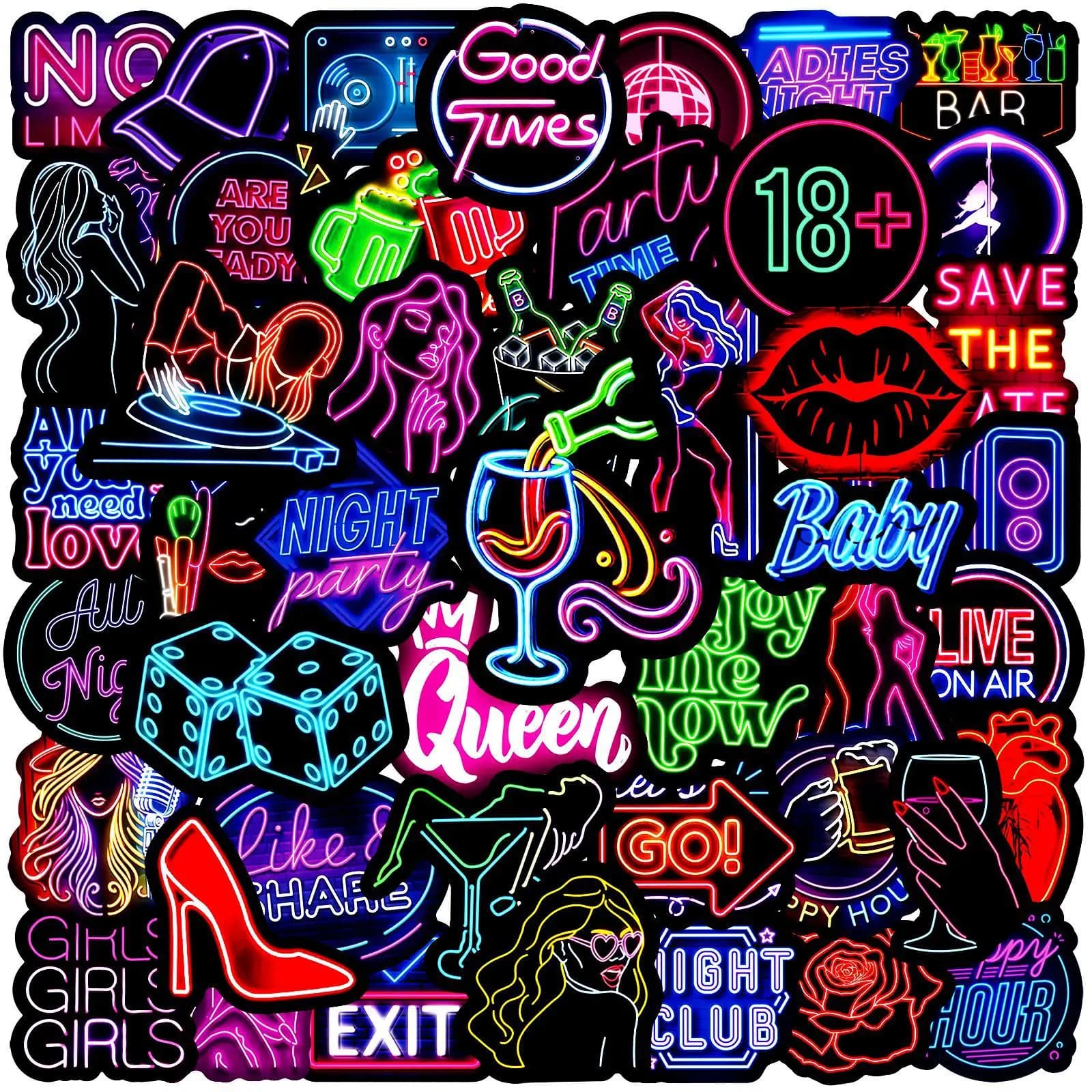 50 adesivi luminosi al neon per discoteca - Decorazioni impermeabili estetiche fai da te, articoli di cancelleria coreani, decorazioni per la scuola, giocattoli