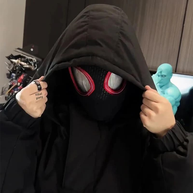 1:1 Miles Morales Mask with Movable Eyes Mascara Electric Gwen Spider-Man Helmet Ring Control Halloween Cosplay Mask Toy Gift