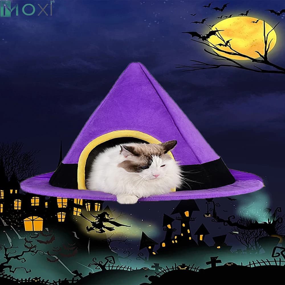 MOXI Halloween Soft Pet Cat Bed Semi-chiuso inverno piccolo cane nido animale casa per dormire accessori Outdoor Indoor Basket Cat