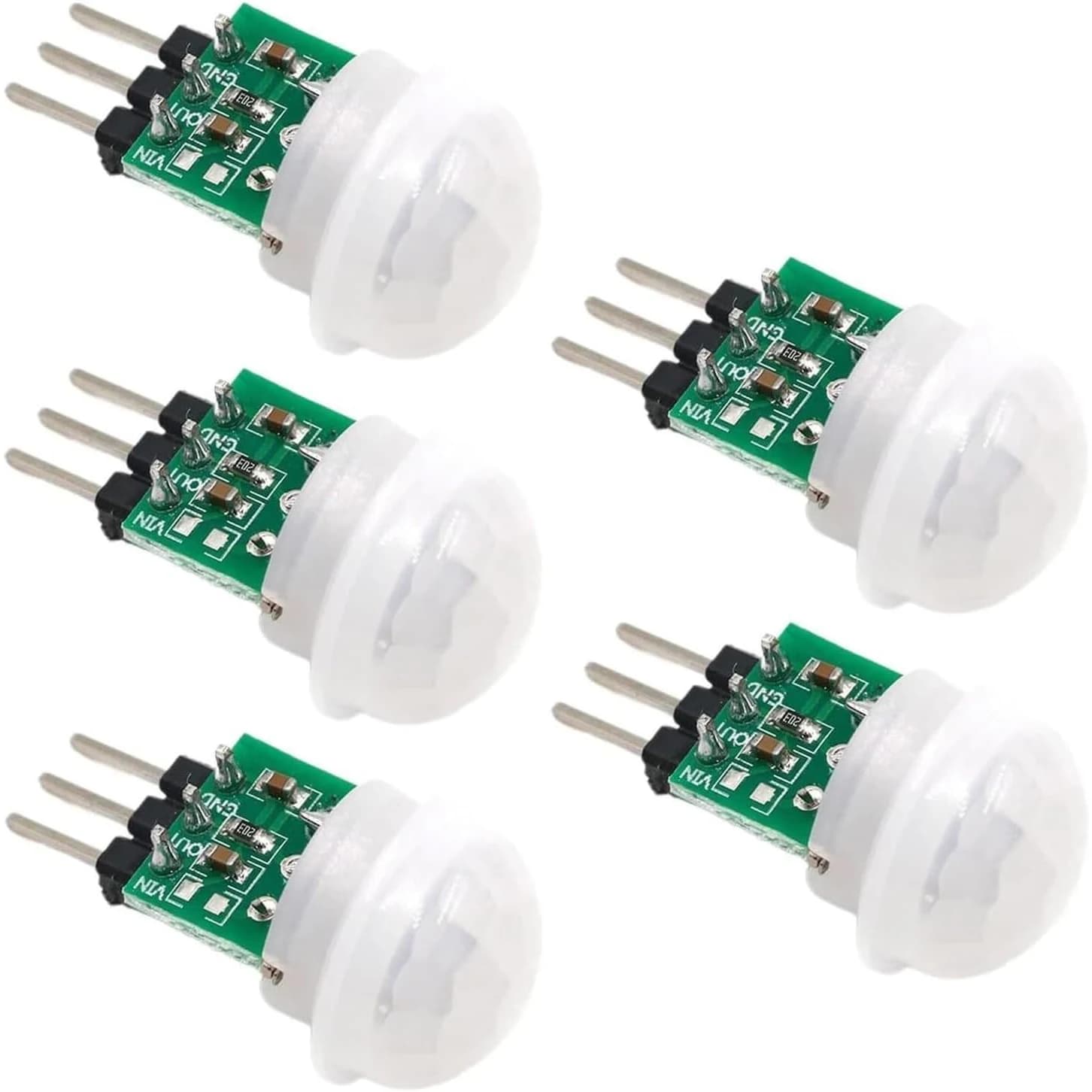 5 Pezzi Mini Sensore di Movimento PIR a Infrarossi Piroelettrico, Modulo Rilevatore Automatico AM312, DC 2.7-12V