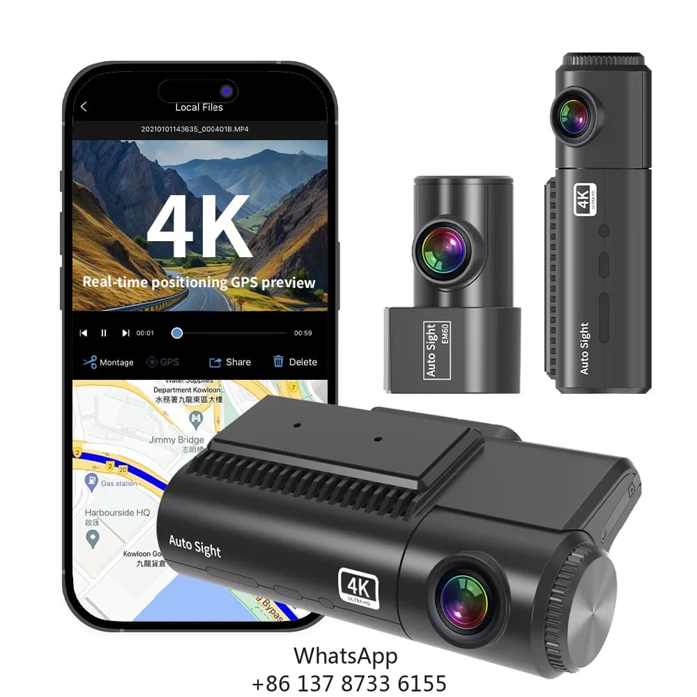 Telecamera DVR per Cruscotto Auto con Registrazione Automatica, Dashcam 4K Anteriore e 2K Posteriore