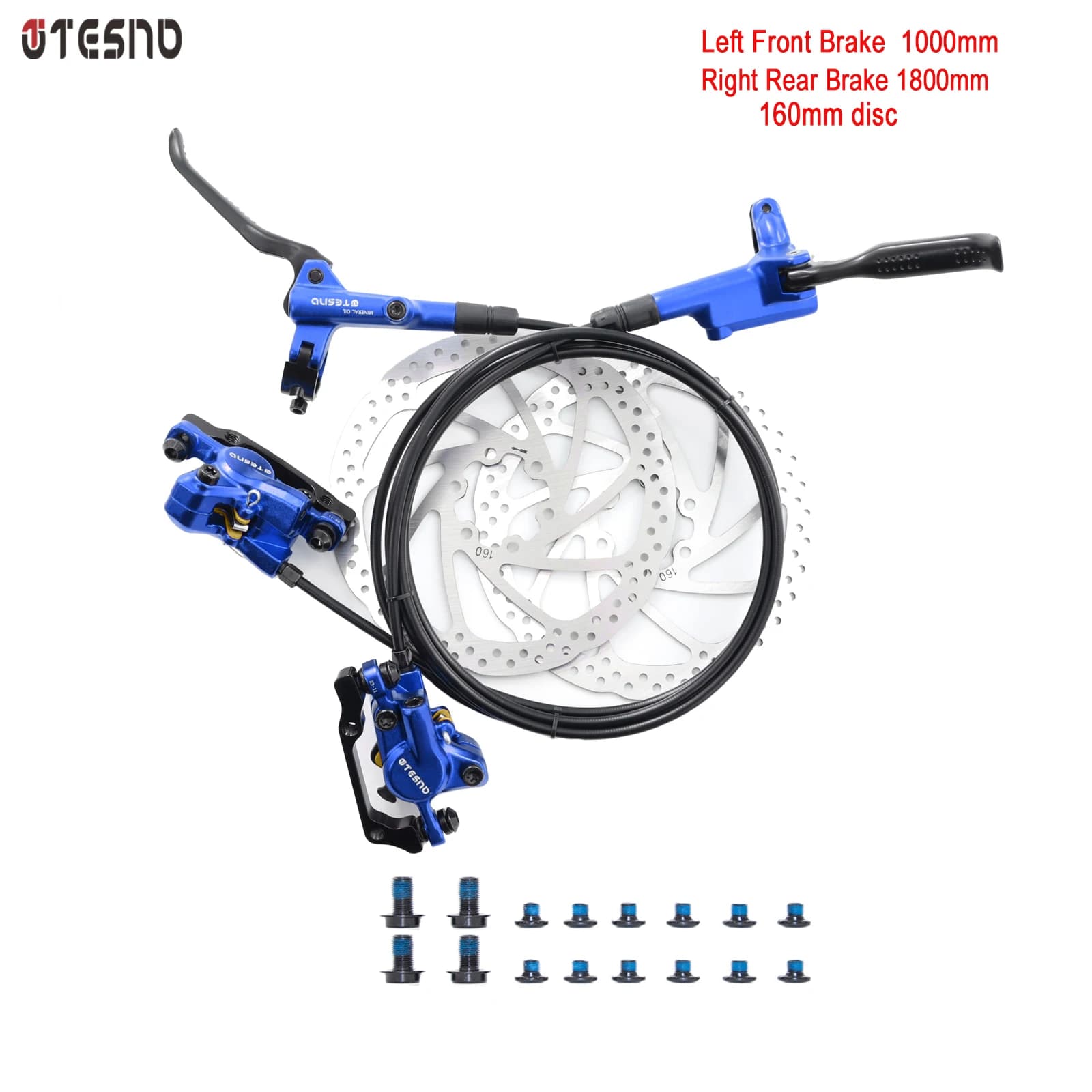 TESNO Bike freno a disco idraulico 2 pistoni MTB parti accessori per biciclette pinza a rotore da 160mm anteriore posteriore 1000 mm1800mm Set freno a olio