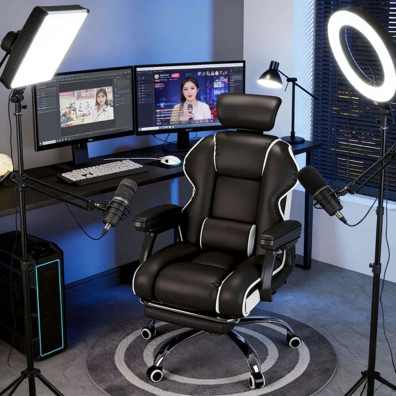 Sedia da Gaming Ergonomica, Comoda per Lunghe Sessioni, Sedia da Ufficio Regolabile in Altezza per Streaming e Uso Domestico, Sedia da Studio