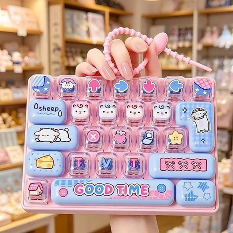 Party Favors 26-key Press Button Stress Toy Cute Fidget Decompression Keychain Bag Pendant For Family Kids Adults