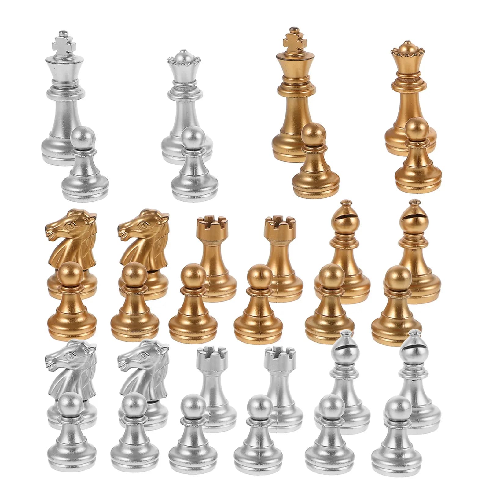 Set di Pezzi degli Scacchi in Plastica Dorata Elettroplaccata, Solo Pezzi di Ricambio per Giochi da Tavolo, Portatili per Divertimento in Famiglia e Tra Amici