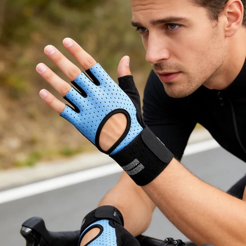 1 pair of sports gloves for fitness, non-slip, shock absorption, half finger gloves, breathable, anti-coon, cycling