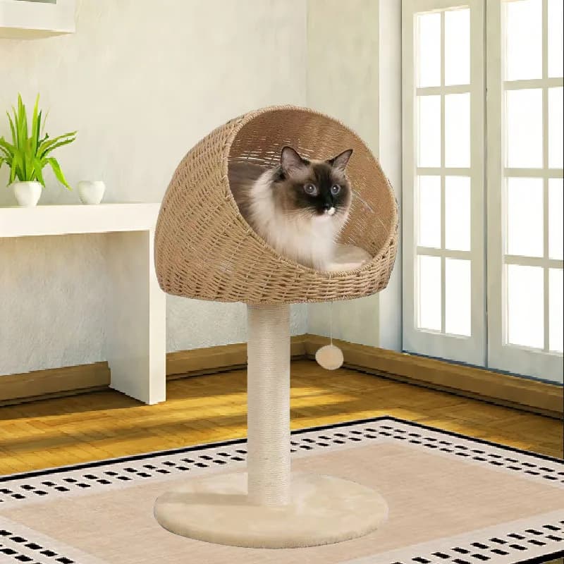 Rattan woven cat climbing frame integrated cat jumping platform helmet type does not occupy a small area