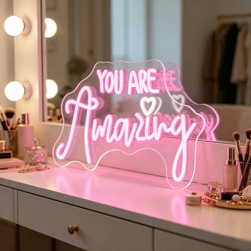 Insegna Luminosa LED 'You Are Amazing', Luce Notturna, Decorazione per Specchio da Trucco, Lampada da Parete USB per Camera da Letto e Soggiorno, Regalo