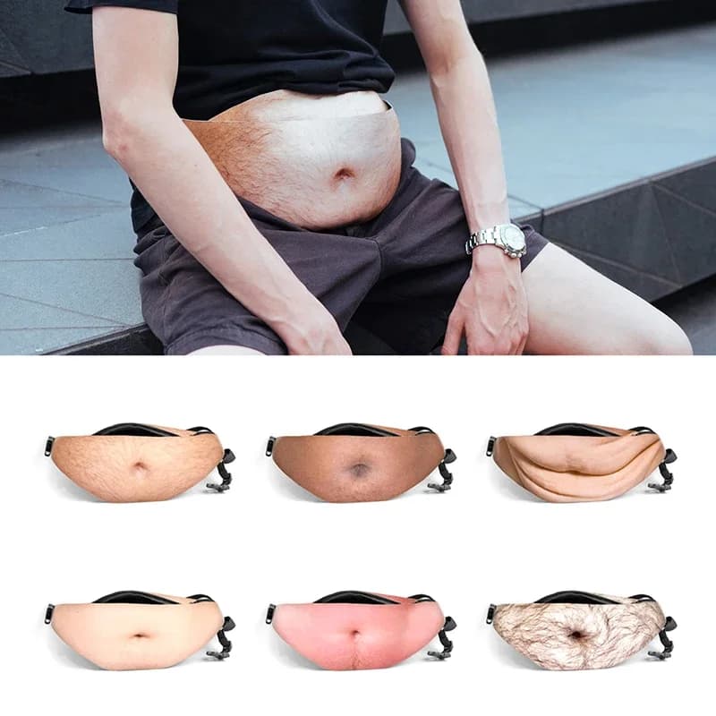 Nuova Borsa da Cintura Divertente Pop Dad Bod per Uomo, Borsa da Viaggio Creativa alla Moda, Marsupio a Forma di Pancia Grassa, Marsupio Porta Birra