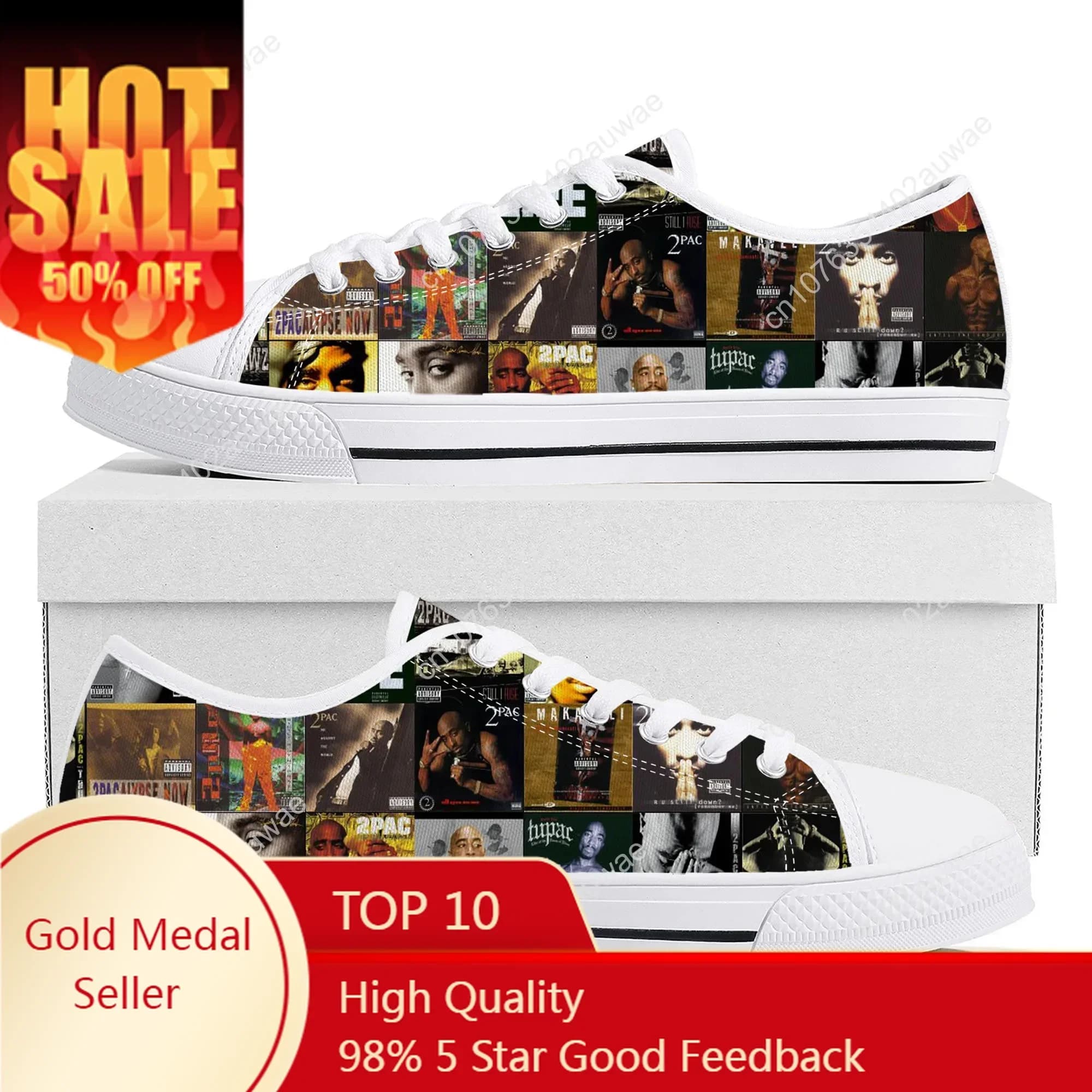 Tupac Shakur 2pac Hip Hop Low Top High Quality Sneakers Mens Womens Teenager Canvas Lightweight Sneaker Couple Shoes Custom Shoe