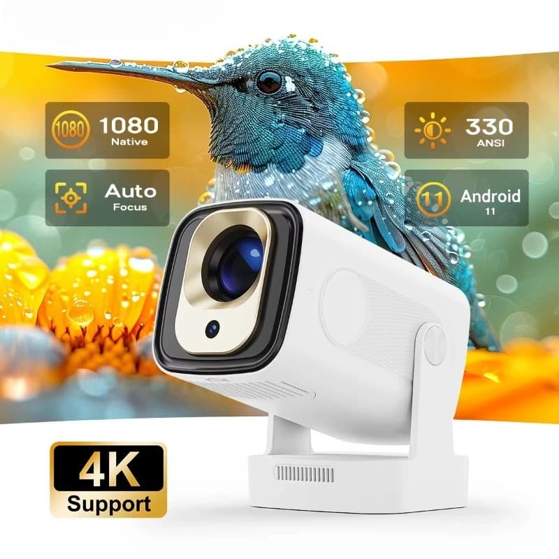 Mini proiettore con borsa 4K Android 11 Lampade LED portatili per home theater a tiro corto Obiettivo con messa a fuoco automatica