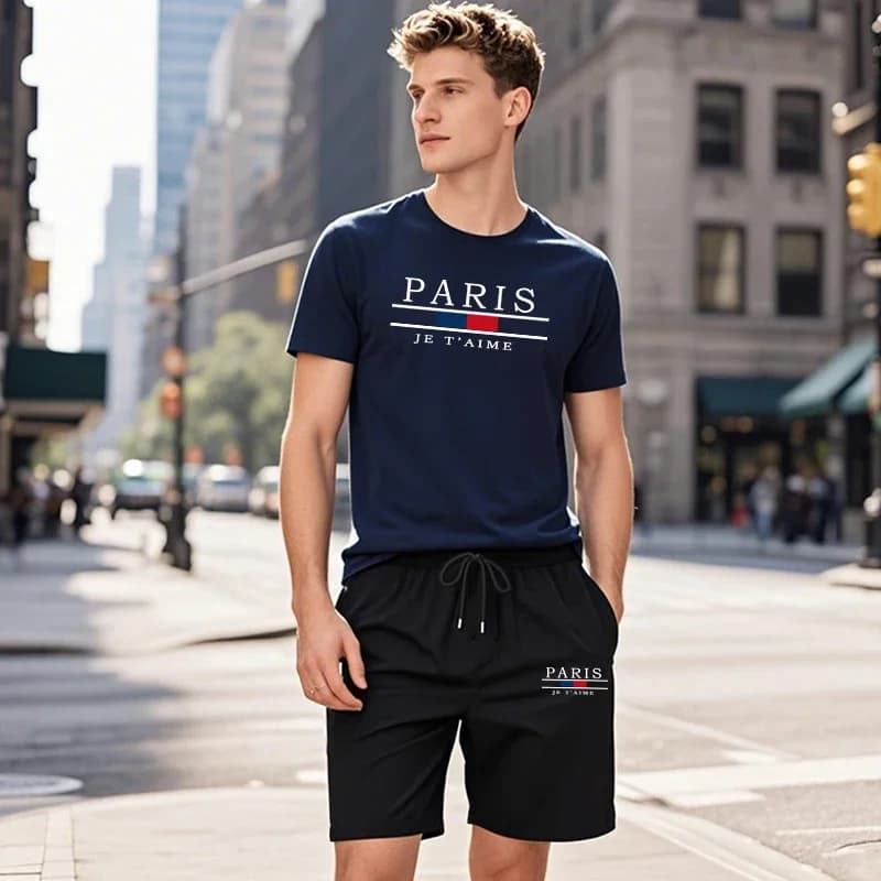 2025 Brand New Men's T-shirts Walking Shorts 2pcs Set Urban Casual Fashion Outfits Male Home Outdoor Comfortable Cool Tees Suits