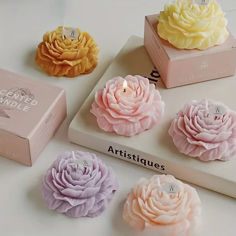 Candela Aromaterapica a Forma di Peonia, Decorazione per Feste, Confezione Regalo per Damigelle, Regalo di Compleanno, Souvenir di Matrimonio, Regalo di Pasqua