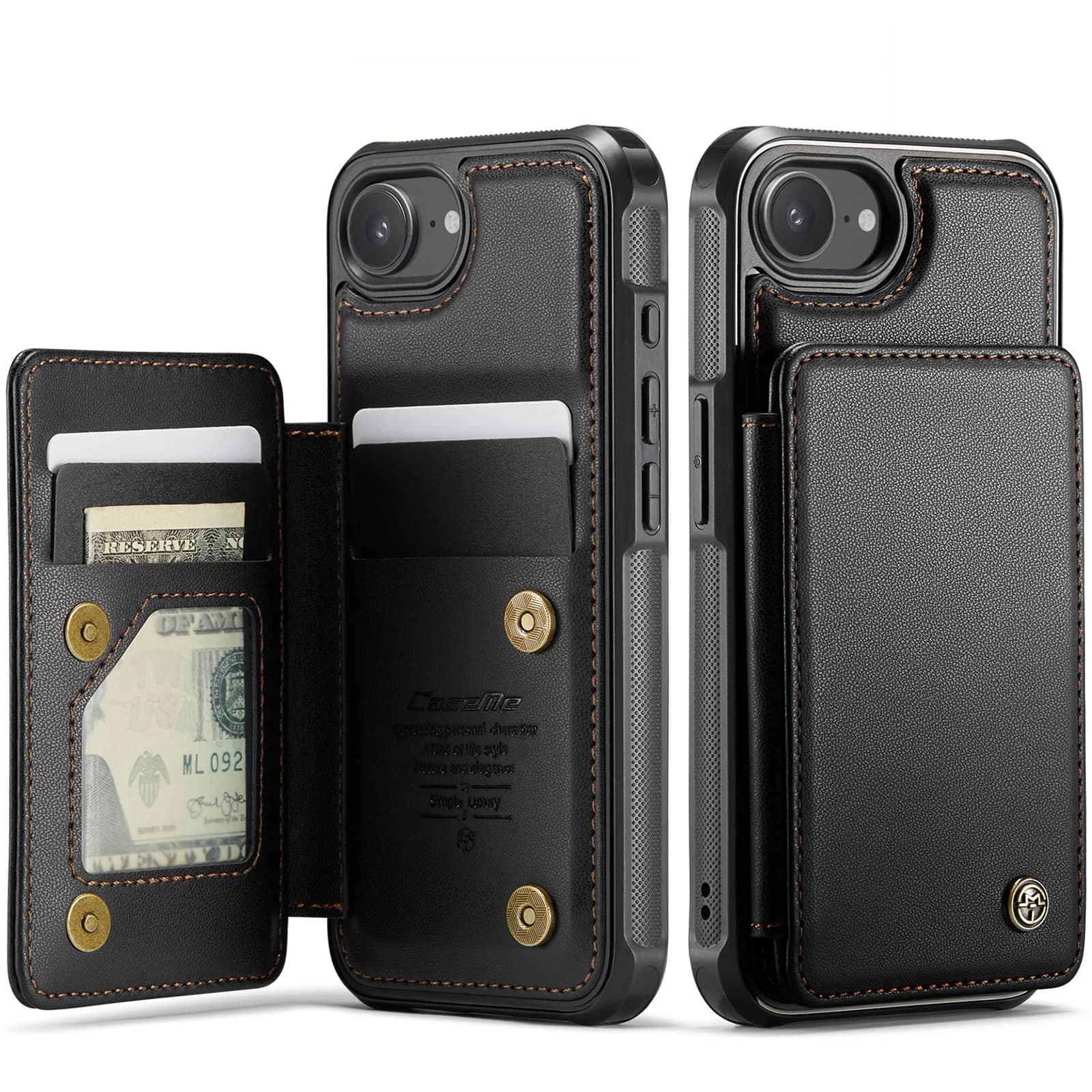 Custodia per iPhone 17e/16e con Porta Carte e Blocco RFID, in Pelle Resistente con Cavalletto e Chiusura Magnetica Antiurto