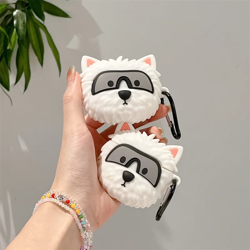 Custodia per auricolari 3D West Highland White Terrier per AirPods Pro 2 Cover per auricolari wireless per cani carini per custodia Airpods 2