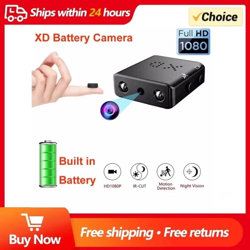 Mini Telecamera XD Full HD 1080P, Videocamera di Sorveglianza Domestica, Visione Notturna, Micro Cam con Rilevamento del Movimento, Registratore Video e Vocale