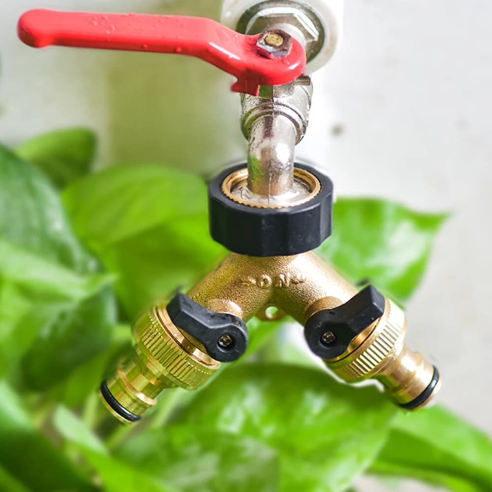 Rubinetto da giardino a 2 vie in ottone femmina 3/4 Y valvola di irrigazione separatore d'acqua connettore rapido separatore per tubo da giardino