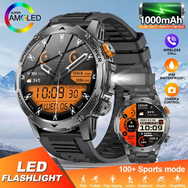 LIGE 1000mAh Astuto Della Vigilanza AMOLED HD Risoluzione 360*360 Smartwatch Ossigeno Nel Sangue Monitor di Salute Uomini Smartwatch 100 + Sport Tracker