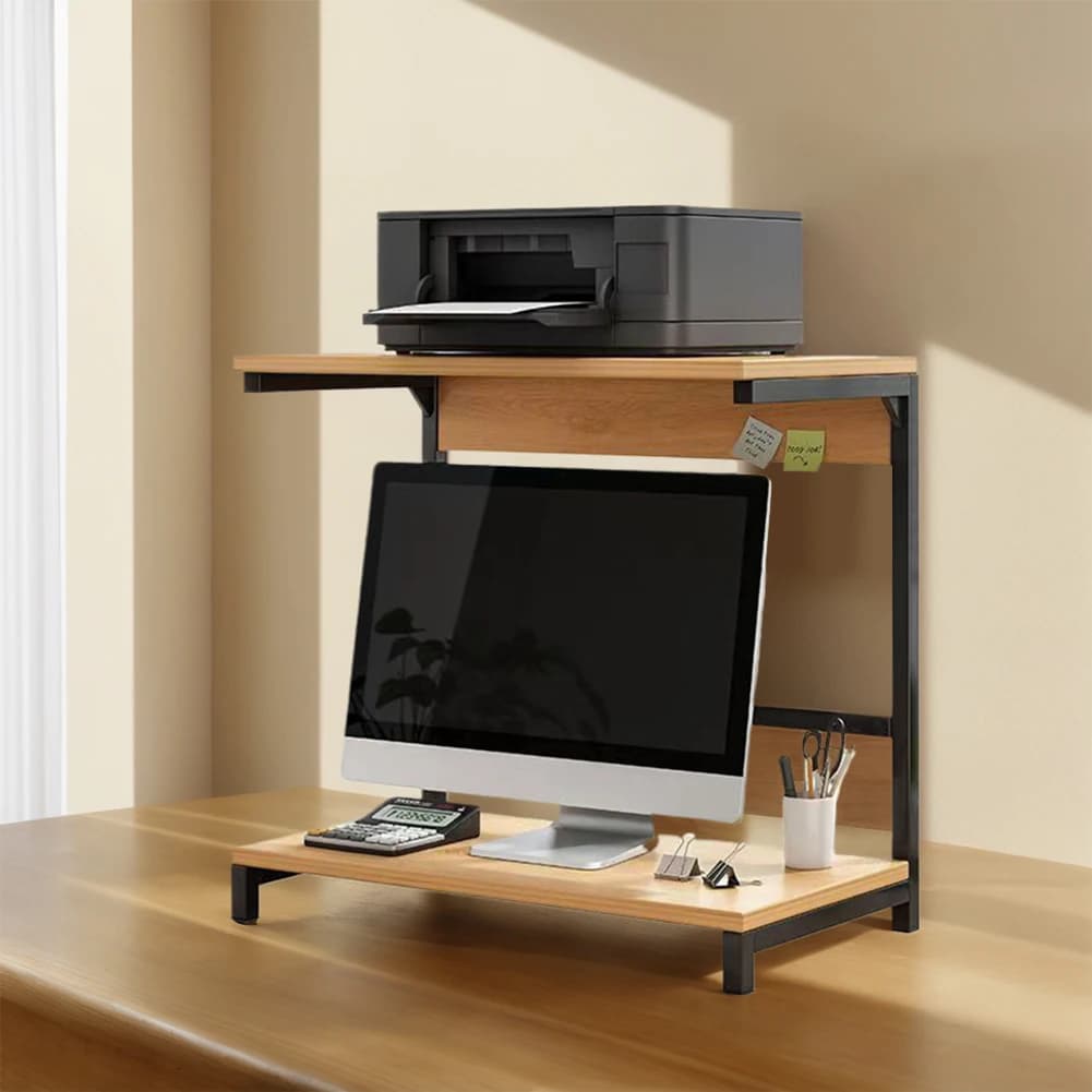2-level support for printer and monitor, desk rack for printers, desktop computers and laptops