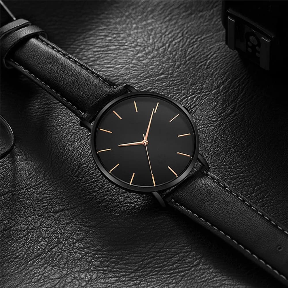 Orologio da uomo analogico al quarzo stile semplice Orologio da polso da uomo con cintura in pelle ultra sottile di marca di lusso Orologio da uomo casual moda Reloj Hombre