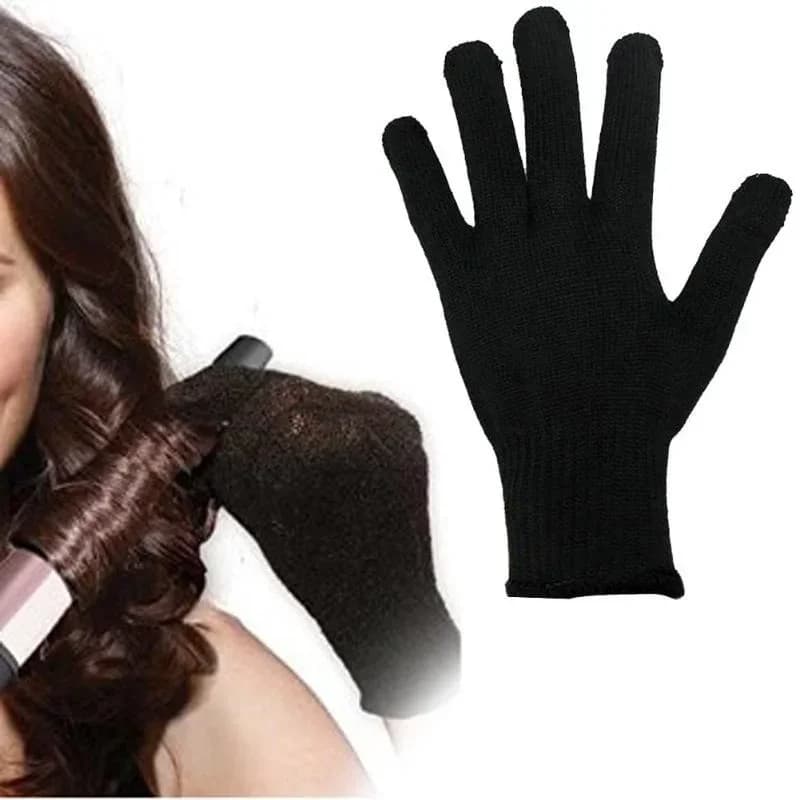 Set of 6 Professional Gloves Heat Resistant for Styling Hair, for Plate and Iron Curling Hair, Black Gloves Termoresistent