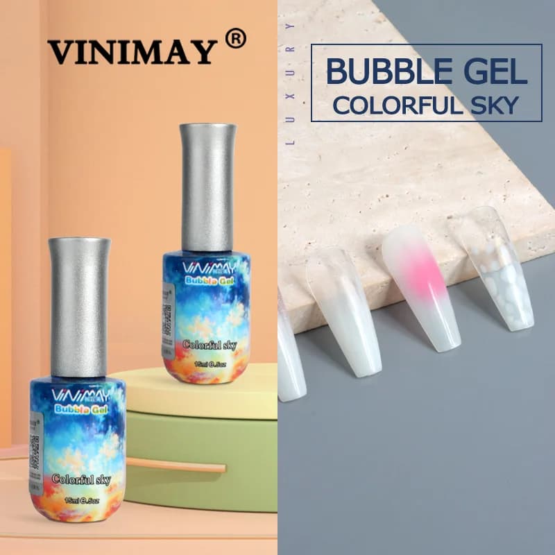 VINIMAY New 2023 Bubble Gel Colorful Sky Gel Nail Polish Soak Off UV Gel Polish Nail Art Gel vernice Lacque Prime
