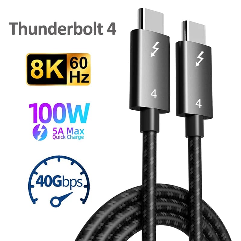 Thunderbolt 4 Type C Cable 8K60Hz 40Gbps Data PD 100W Compatible Thunderbolt 3 USB 4.0 USB3.1/3.0 Cable for Macbook Dell HP Asus