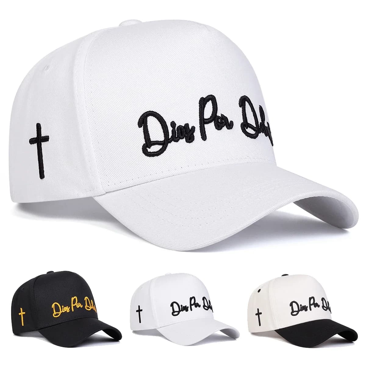 Unisex Baseball Hats with Embroidery at Letters and Side Cross, Adjustable for Spring and Autumn, Sun Protective Casual Hat