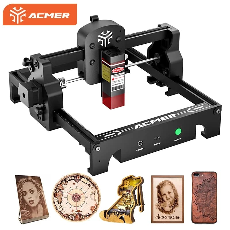 ACMER S1 6W/3.5W/2.5W Mini Portable Laser Engraver DIY Cutting Engraving Machine Engrave Logo Wood Painted Acrylic Glass Leather