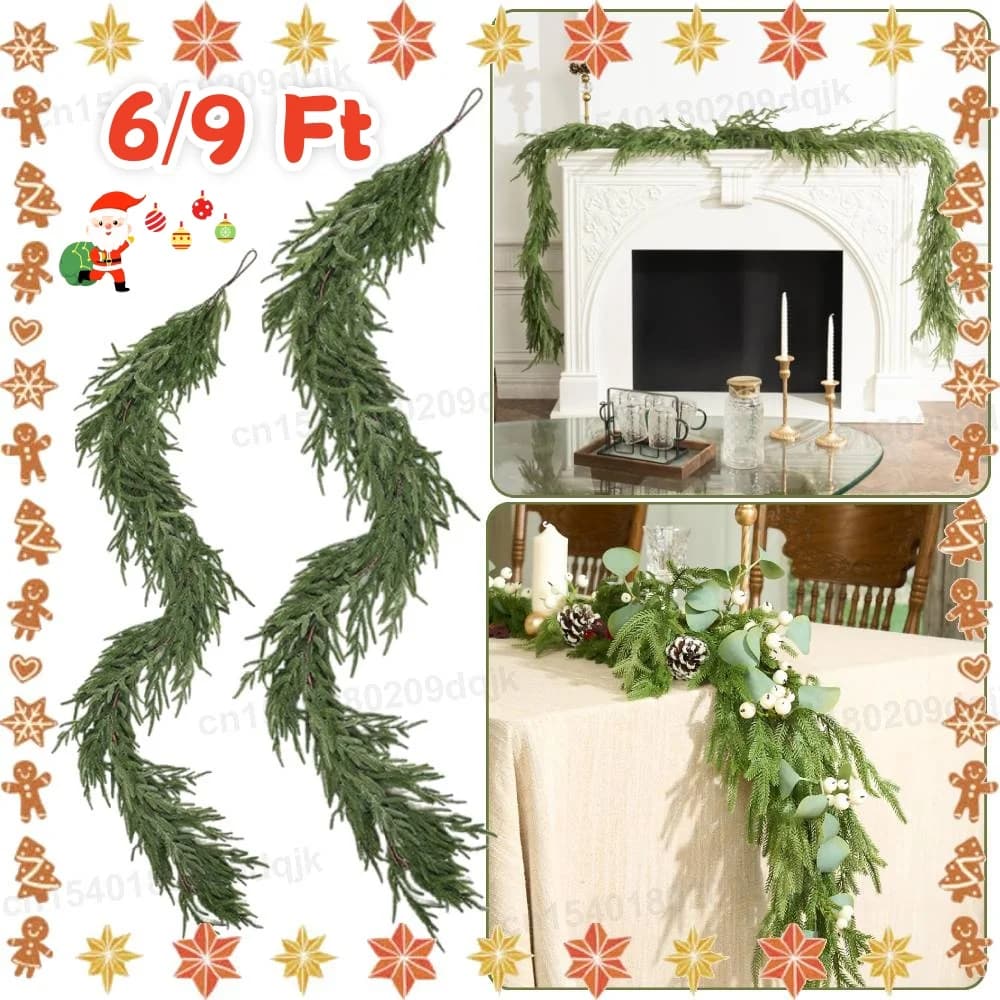Christmas garlands Norfolk Pine garland Artificial plants Fake green vine for home table Christmas festival decoration