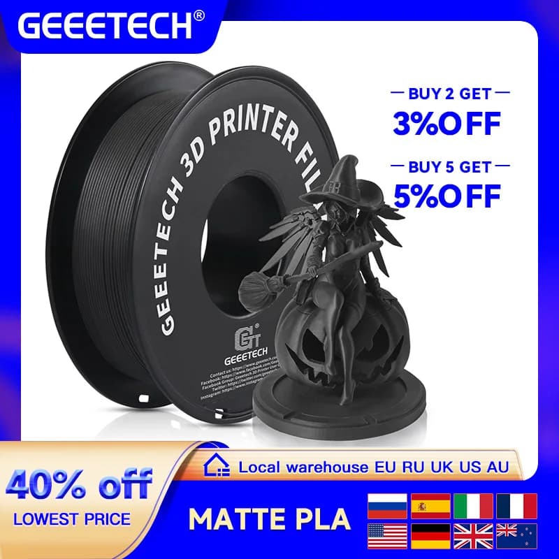 Filamento per stampante 3D Geeetech in plastica PLA opaca 1 kg 1,75 mm, senza grovigli, materiali di consumo per stampa 3D, confezione sottovuoto, spedizione veloce