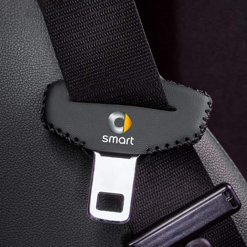 1/2 Pezzi Copri Cintura di Sicurezza in Pelle per Smart Fortwo Forfour 453 451 452 450 454 Roadster, Accessori con Logo Smart