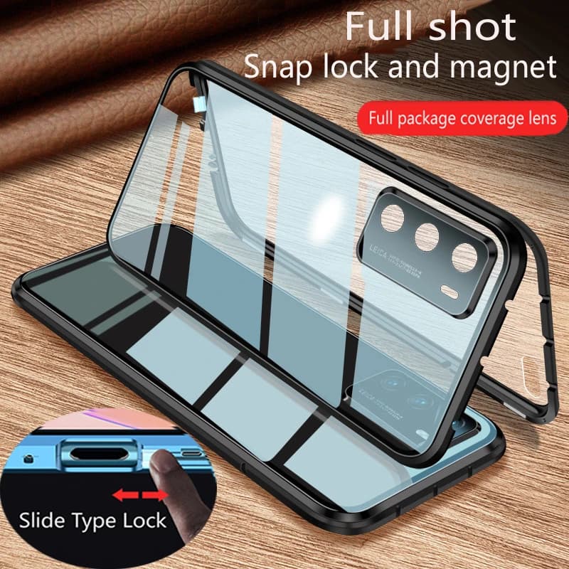 Custodia magnetica in metallo con protezione completa per lenti 360 per Redmi Note 14 13 12 11 Pro Plus 11S 11T 5G Custodie per telefoni in vetro a doppia faccia