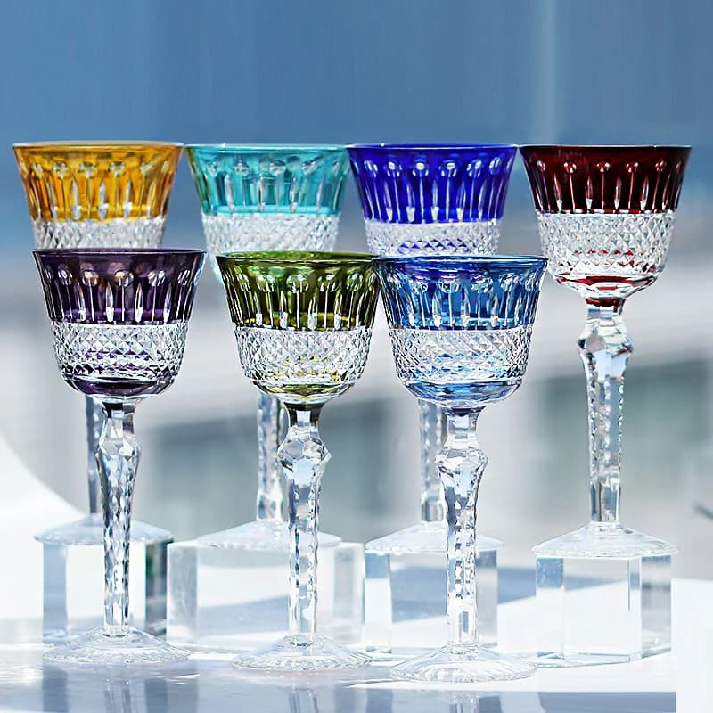 Bicchieri da Vino in Vetro Colorato Stile Ceco a Forma di Loto, Artigianali, con Confezione Regalo