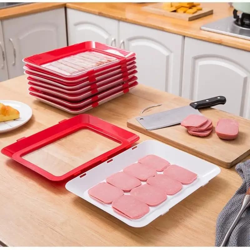 【WO-OW】 Vassoio riutilizzabile per la conservazione degli alimenti Contenitori creativi impilabili per la preparazione dei pasti Contenitore per alimenti freschi in plastica senza BPA da 30 * 21 cm