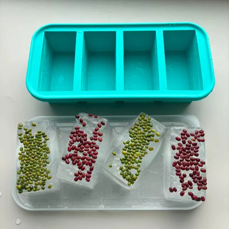 Stampo per Cubetti di Ghiaccio Giganti in Silicone con Coperchio, 2/4/6 Scomparti, Contenitore per Conservazione Alimenti, Stampo da Forno, Utensili da Cucina