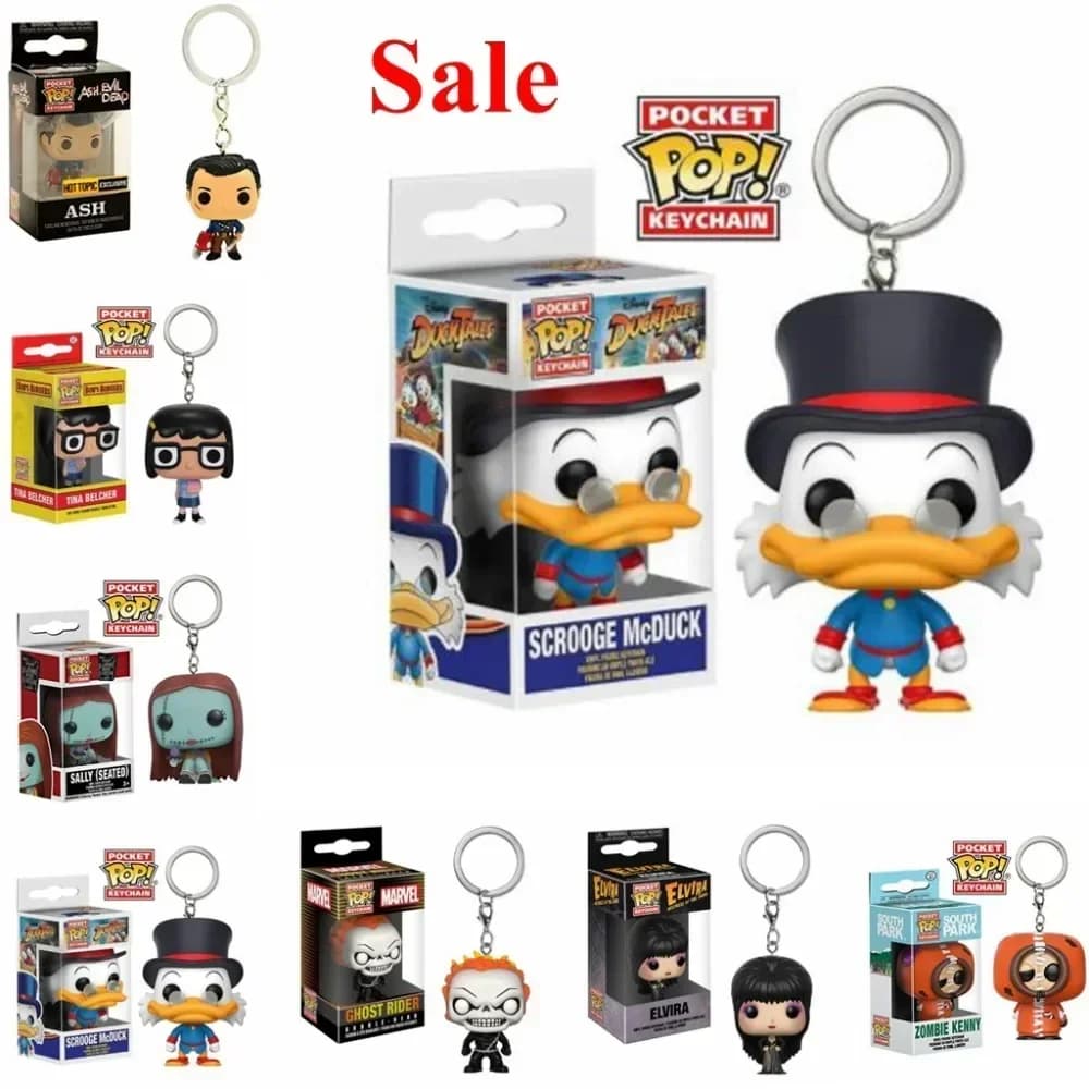 Funko POP Figura in vinile Portachiavi Giocattolo SALLY SEWING PARCO DEL SUD Zombie Kenny STAN SCROOGE McDUCK TINA ASH CHOST RIDER ELVIRA Giocattoli