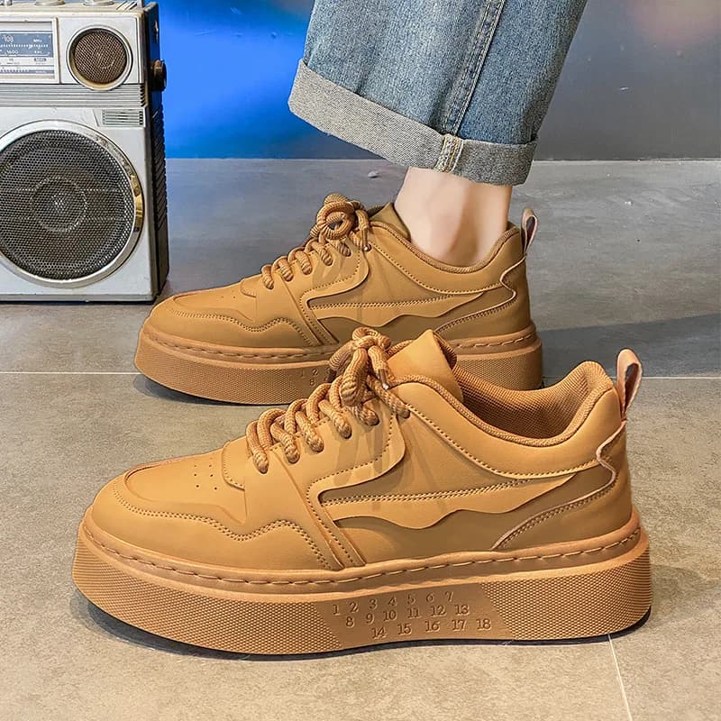 Nuove Scarpe da Ginnastica Monocolore Primavera-Autunno per Uomo, Sneakers Casual alla Moda con Lacci, Scarpe Sportive da Designer in Nero e Bianco