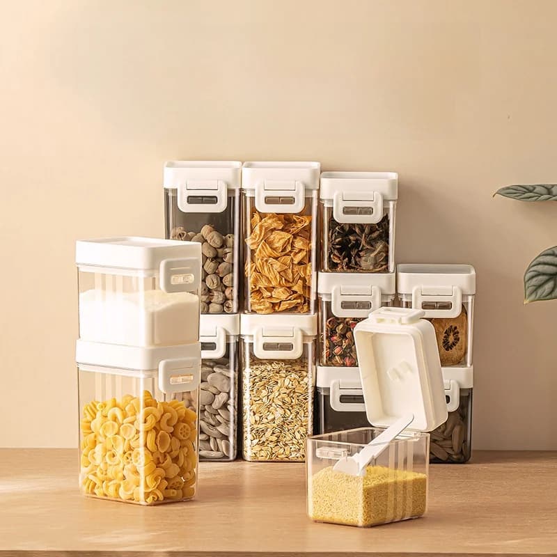 Contenitore Sigillato per Alimenti Trasparente, Barattolo per Conservazione di Cereali, Snack e Frutta Secca, Uso Domestico
