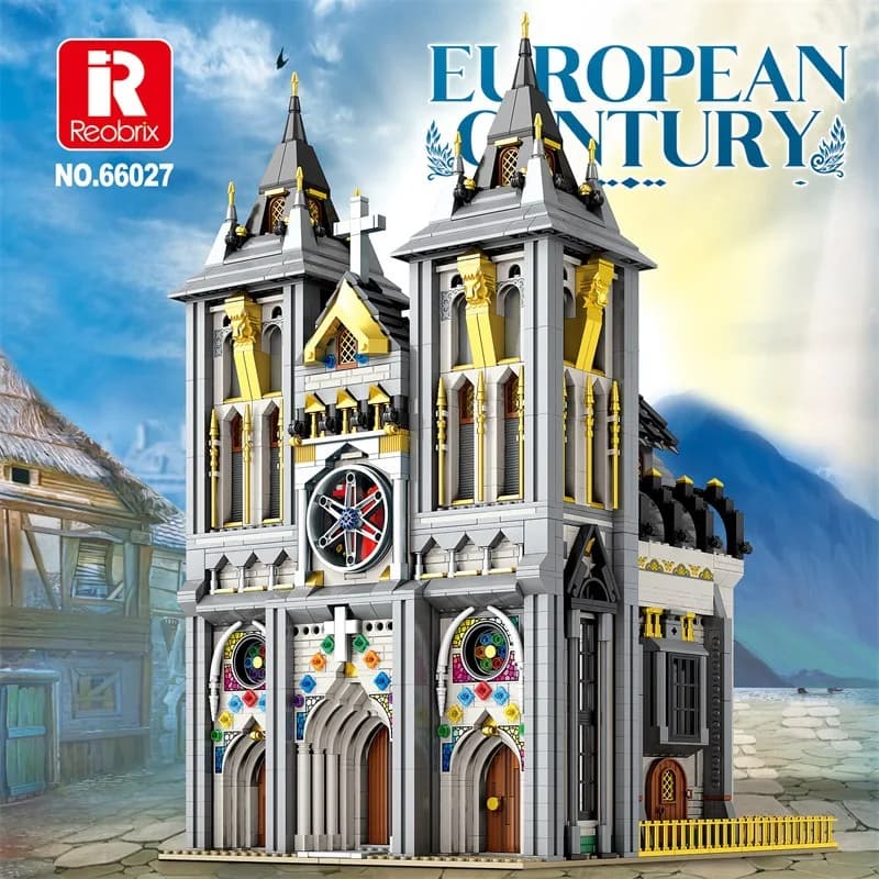 ZZ66027 Medieval Church European Street Scene Architecture Small Building Blocks Boys Educational Assembly Toy Model 3468pcs