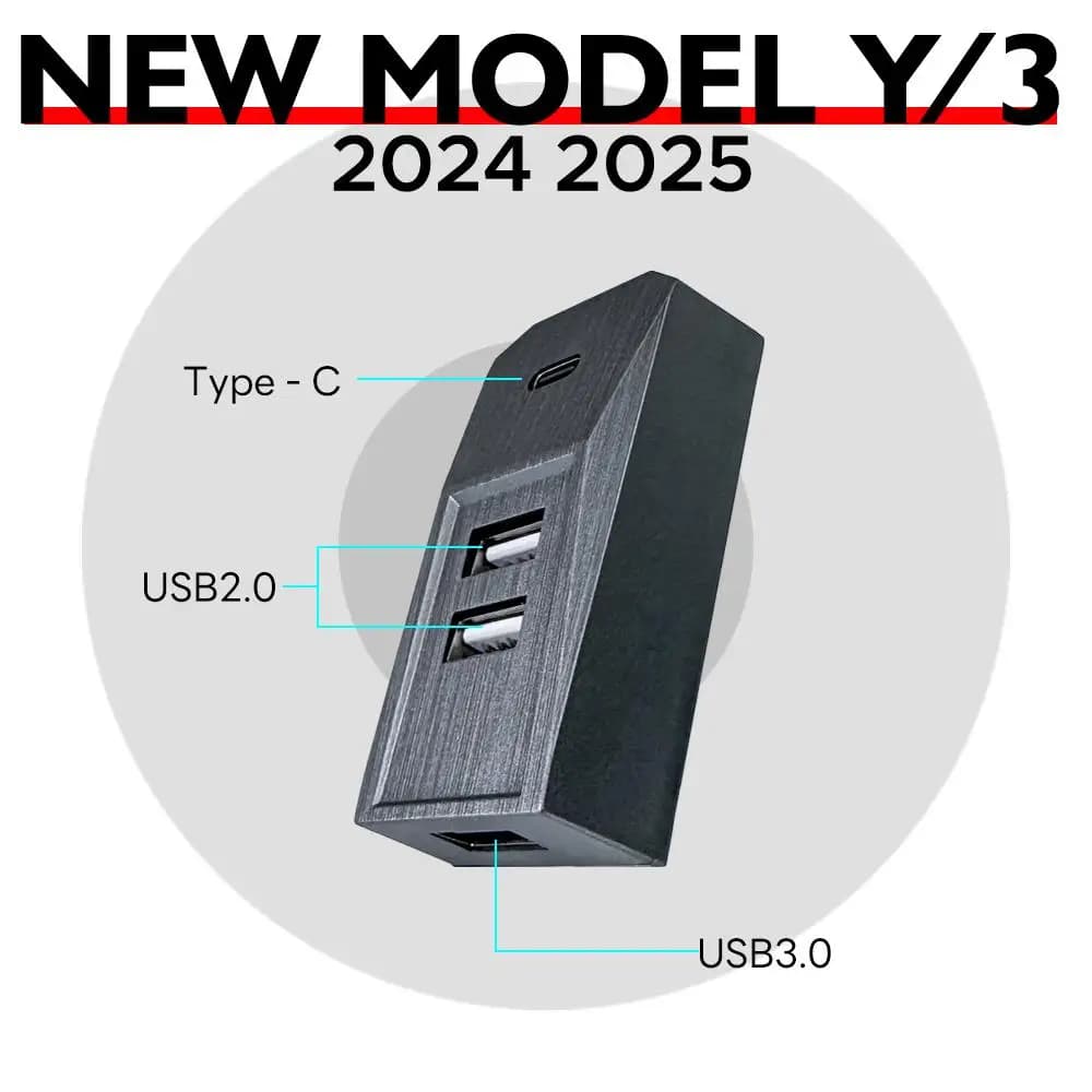 Glovebox Hub USB per Tesla Model Y Launch 2025 Model 3 Highland 2024 Tipo-C Porta Display digitale Splitter Docking Station