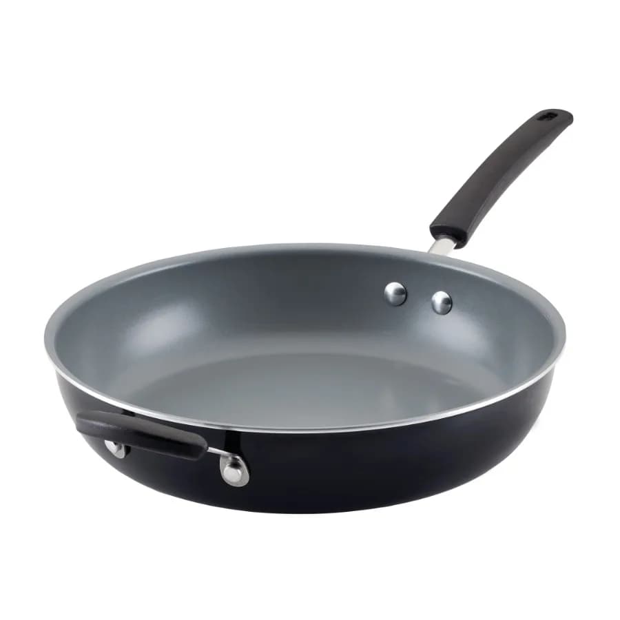 Easy Clean Pro 12.5 Inch Ceramic Nonstick Frying Pan Skillet with Helper Handle Dishwasher Safe Black