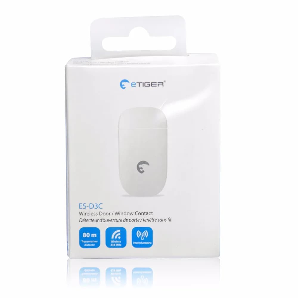 eTIGER ES-D3C Rilevatore di sensori per porte e finestre wireless con allarme a contatto 433 Mhz per allarme eTiger