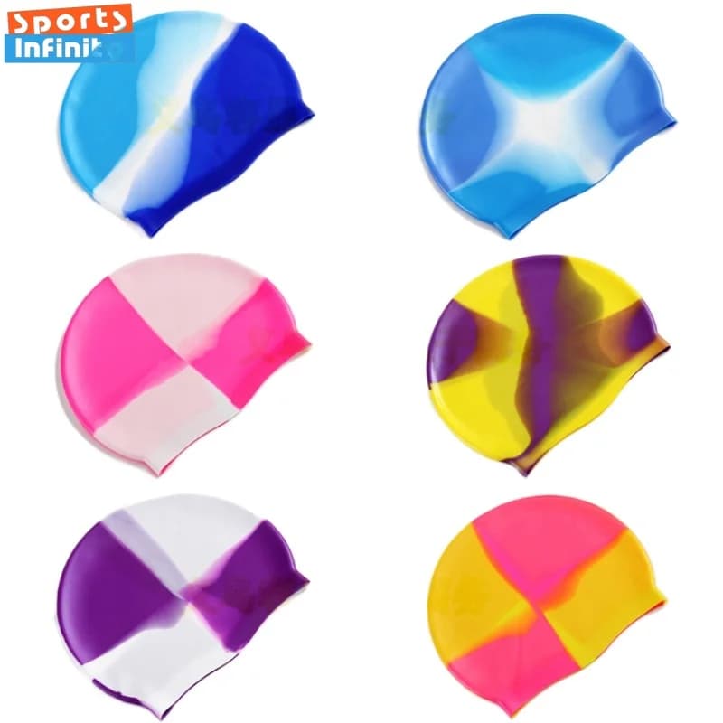 Cuffia da nuoto impermeabile in silicone color block moda uomo donna Cuffia da nuoto impermeabile sfumata di colore Accessori per il nuoto