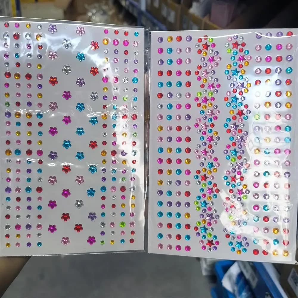 1pc 3D colorato stella/fiore viso diamante adesivo bling strass autoadesivo tatuaggio finto per adesivi gemme trucco palcoscenico festa