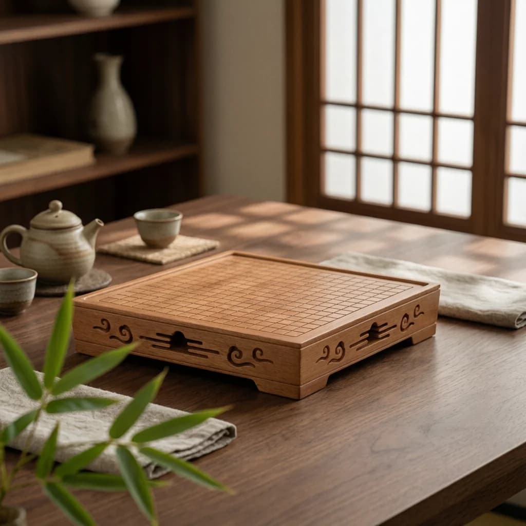 Chinese Chess and Weiqi Set Gift Choice 2-in-1 Chess Board Wooden Weiqi Board Traditional Double-Sided Use for Children